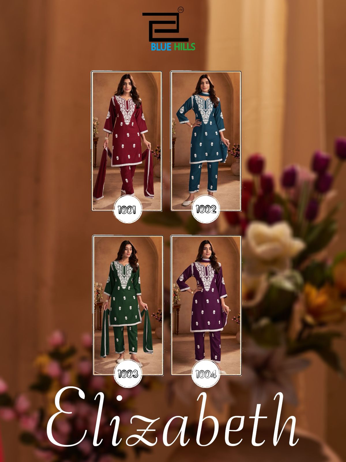 Elizabeth Blue Hills Rayon 14Kg Readymade Suits Wholesaler India