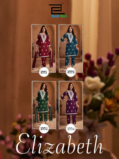 Elizabeth Blue Hills Rayon 14Kg Readymade Suits Wholesaler India