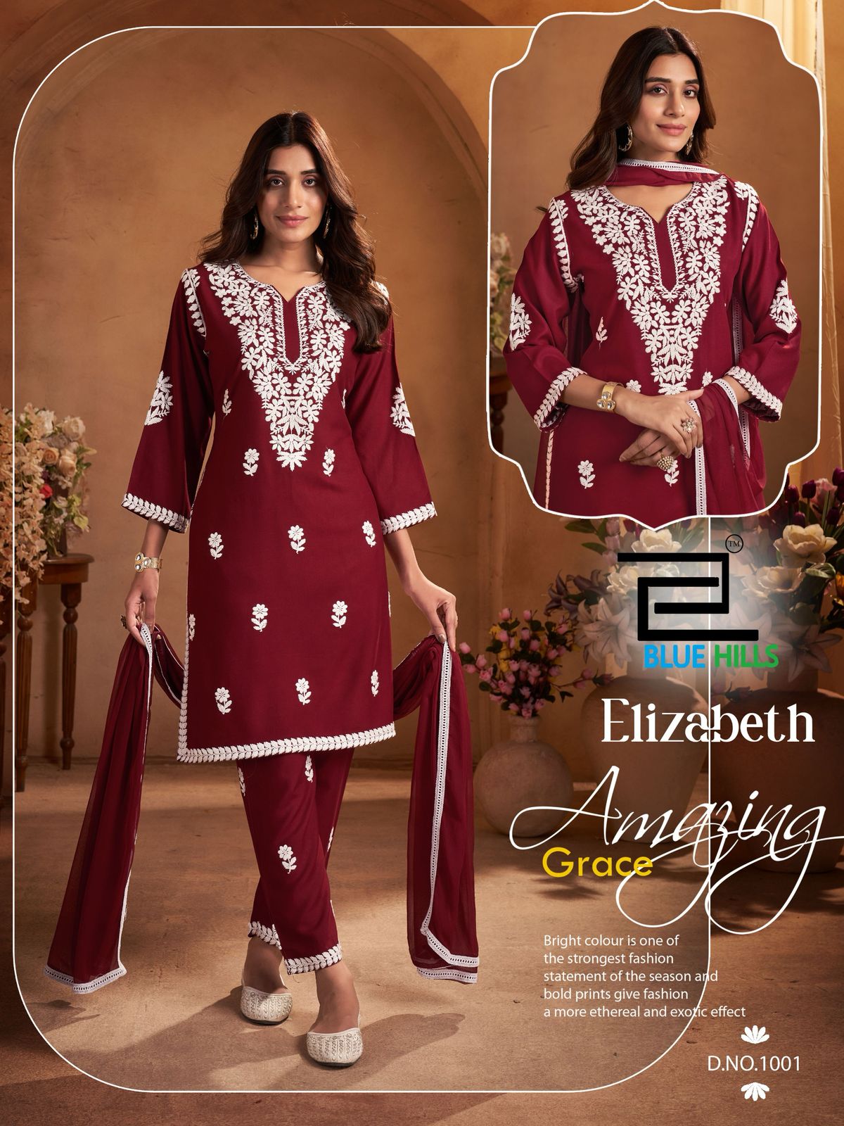Elizabeth Blue Hills Rayon 14Kg Readymade Suits Wholesaler India