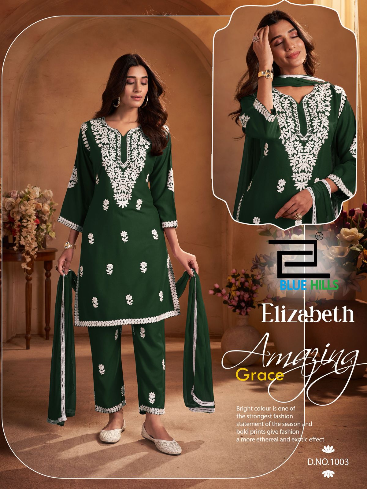 Elizabeth Blue Hills Rayon 14Kg Readymade Suits Wholesaler India