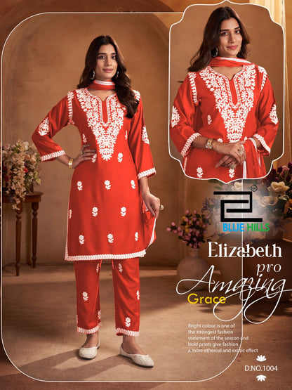 Elizabeth Pro Blue Hills Rayon 14Kg Readymade Pant Style Suits Exporter