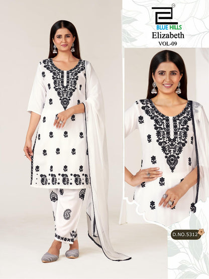 Elizabeth Vol 9 Blue Hills Rayon 14Kg Readymade Pant Style Suits Wholesale Rate