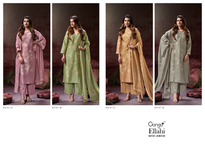 Ellahi 3141 Ganga Bemberg Silk Plazzo Style Suits Supplier Ahmedabad