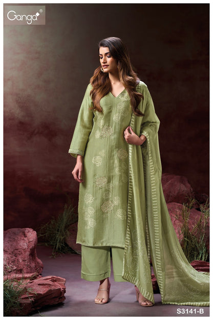 Ellahi 3141 Ganga Bemberg Silk Plazzo Style Suits Supplier Ahmedabad