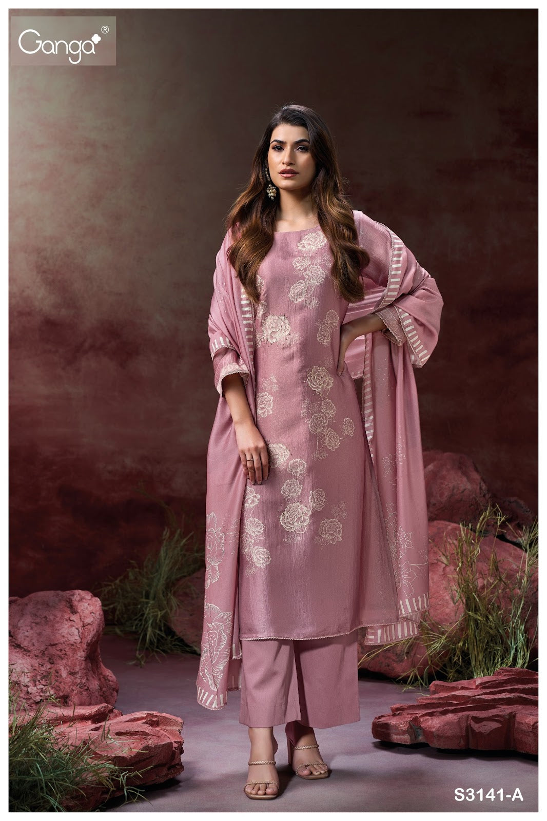 Ellahi 3141 Ganga Bemberg Silk Plazzo Style Suits Supplier Ahmedabad