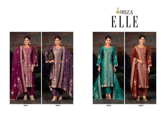 Elle Ibiza Silk Jacquard Pant Style Suits Manufacturer Ahmedabad