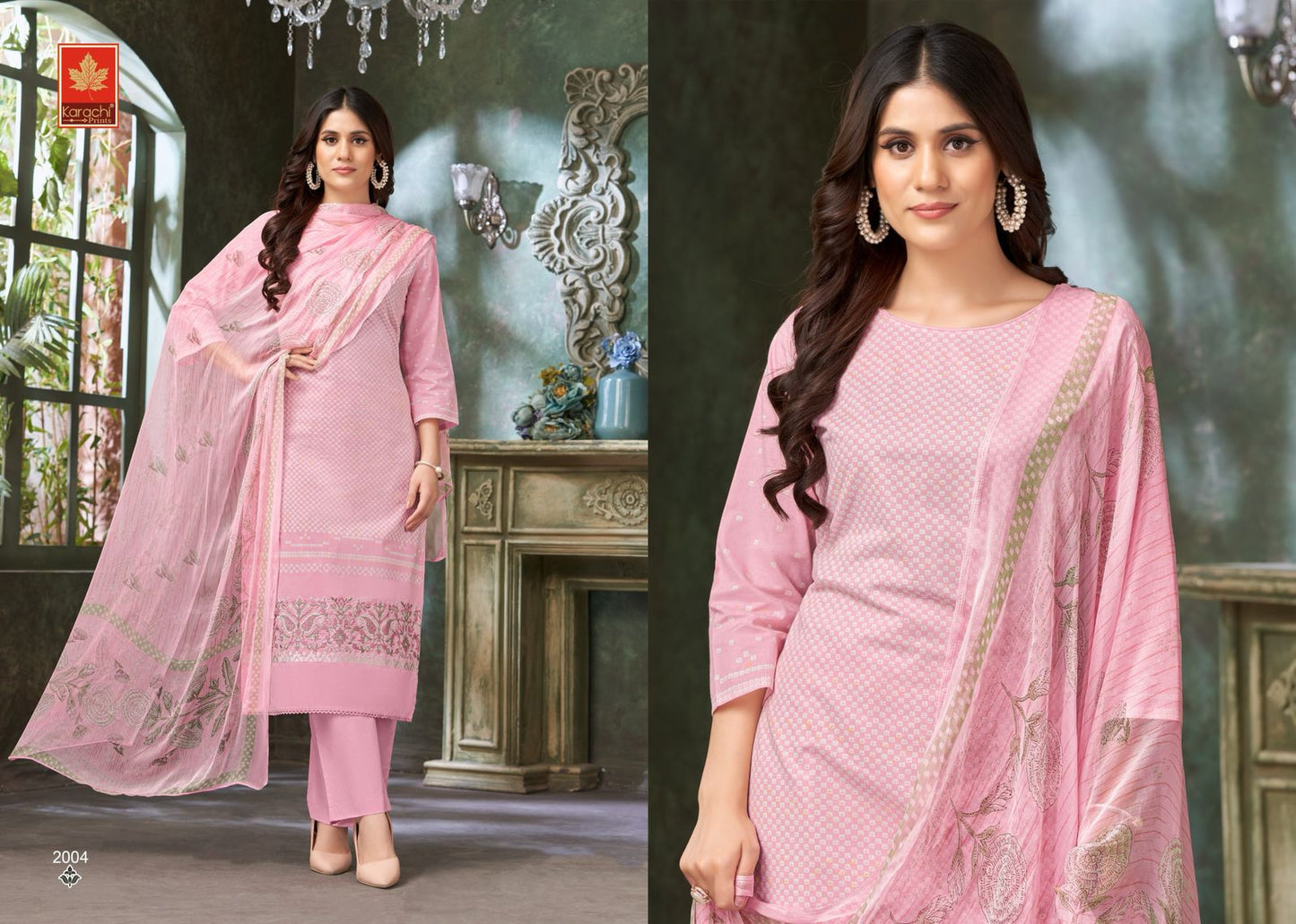 एले वॉल्यूम 2 ​​कराची प्रिंट्स कैम्ब्रिक पैंट स्टाइल सूट थोक मूल्य पर