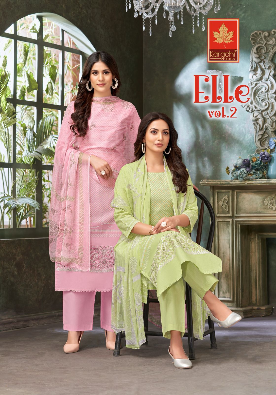 एले वॉल्यूम 2 ​​कराची प्रिंट्स कैम्ब्रिक पैंट स्टाइल सूट थोक मूल्य पर
