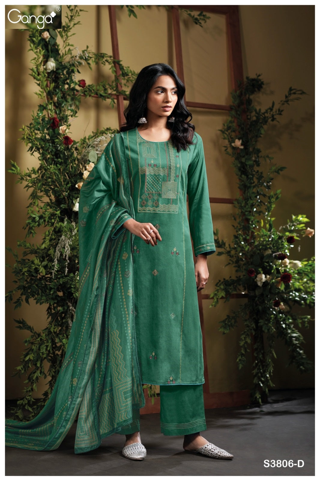 Ellesy 3806 Ganga Premium Cotton Plazzo Style Suits Supplier