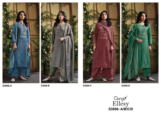 Ellesy 3806 Ganga Premium Cotton Plazzo Style Suits Supplier