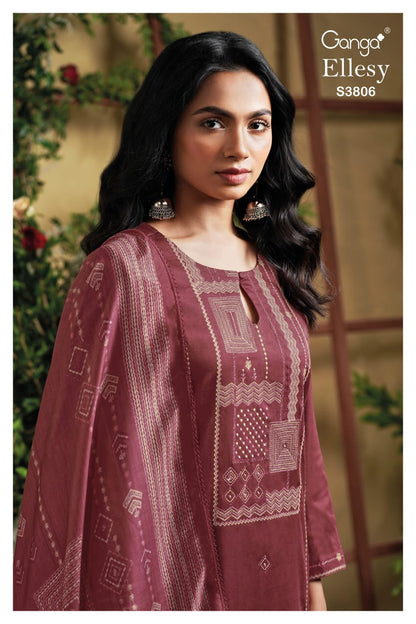 Ellesy 3806 Ganga Premium Cotton Plazzo Style Suits Supplier