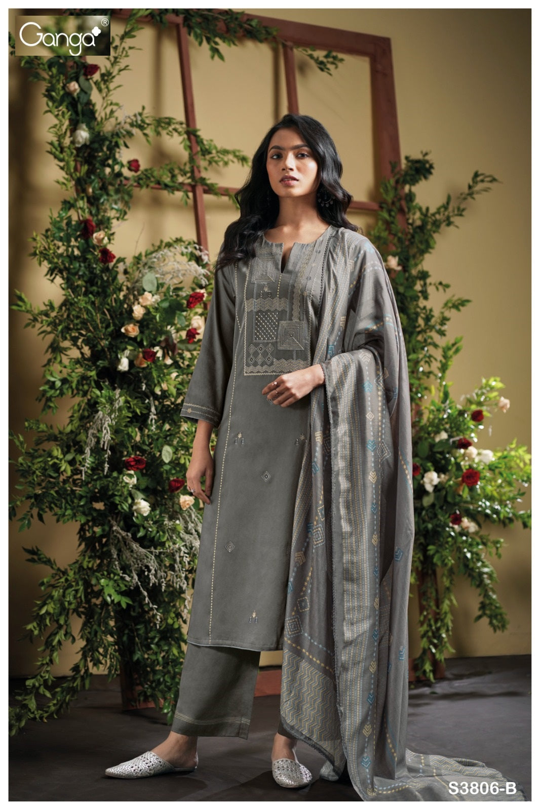 Ellesy 3806 Ganga Premium Cotton Plazzo Style Suits Supplier