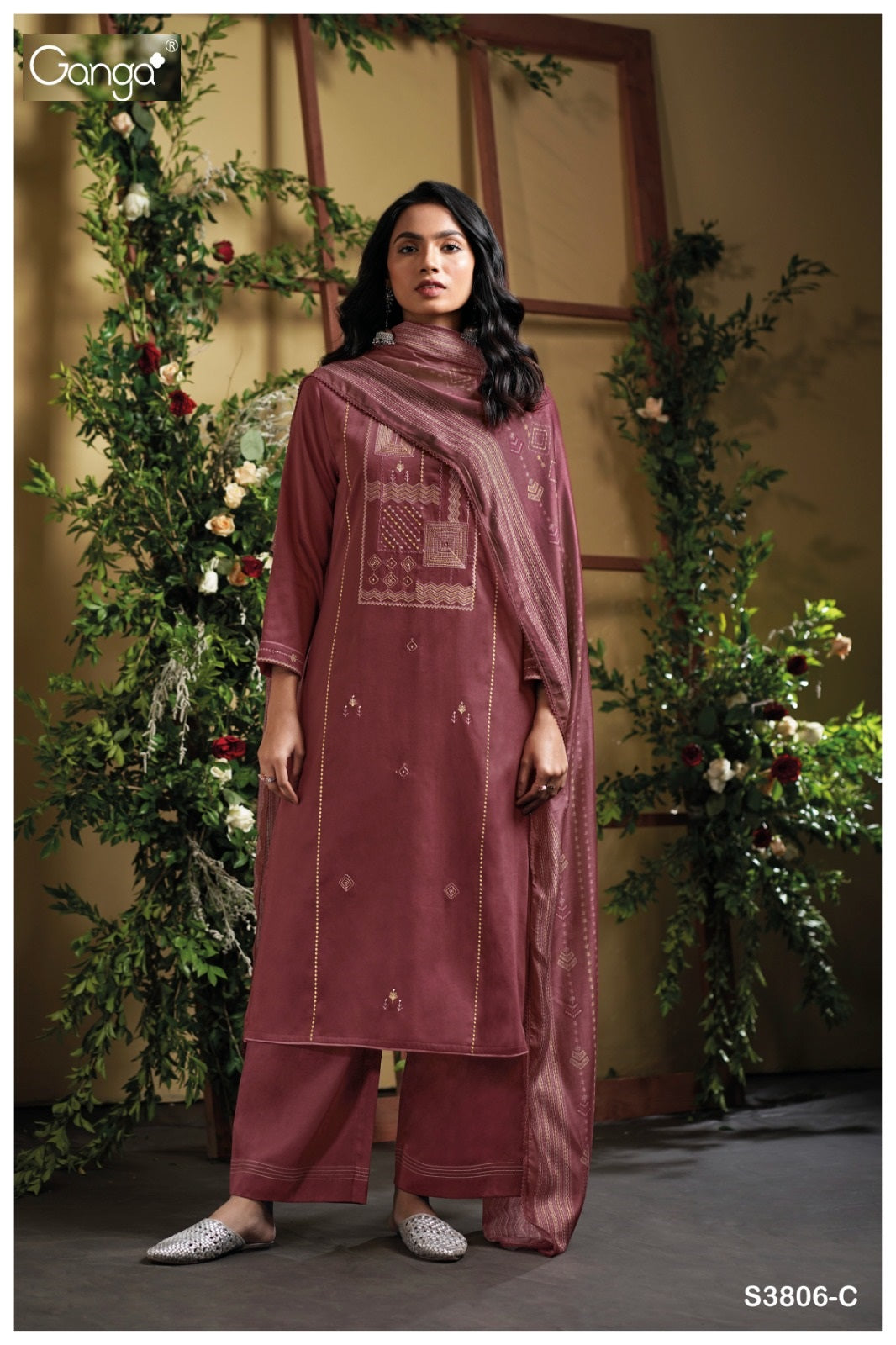 Ellesy 3806 Ganga Premium Cotton Plazzo Style Suits Supplier