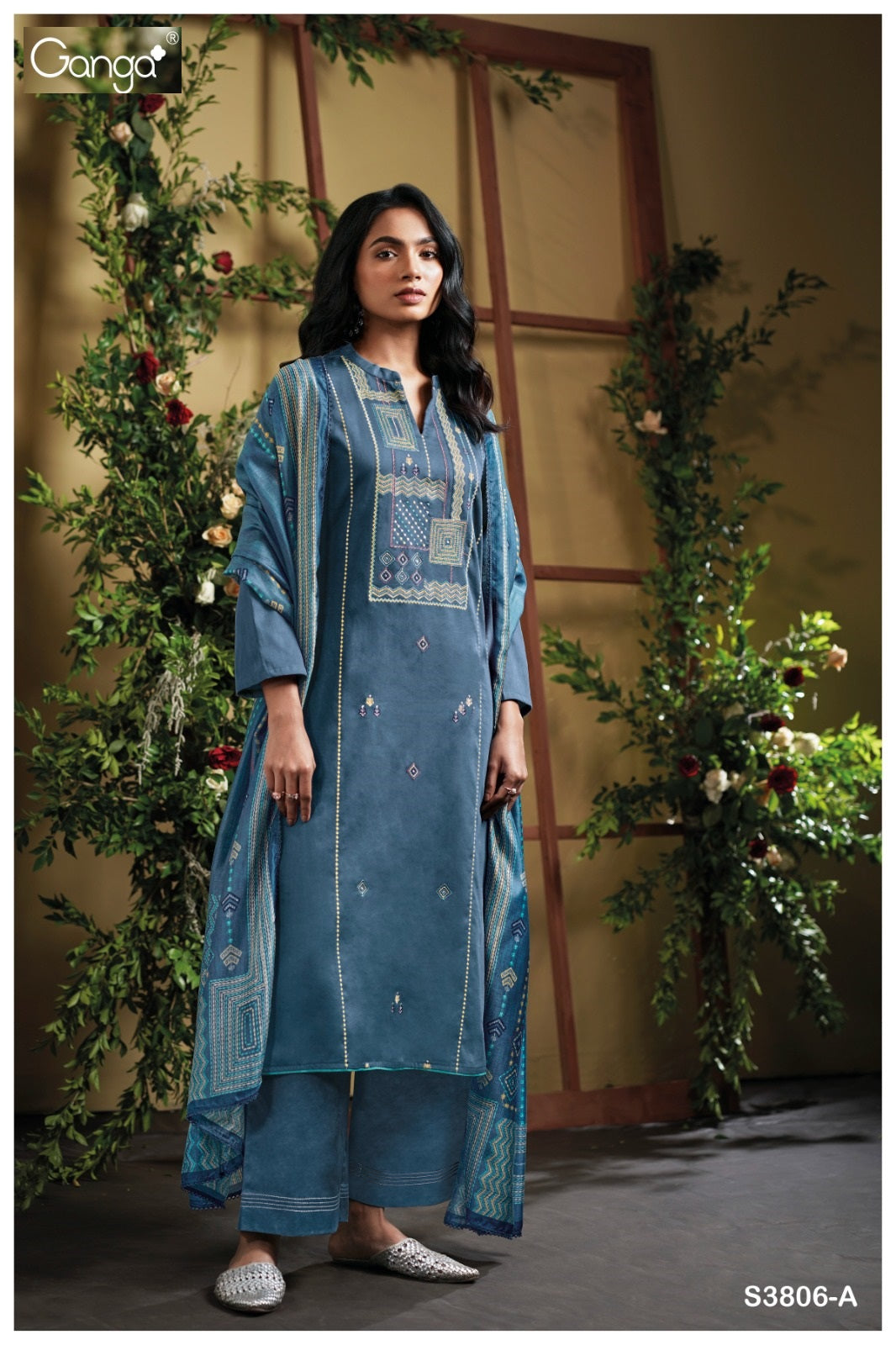 Ellesy 3806 Ganga Premium Cotton Plazzo Style Suits Supplier