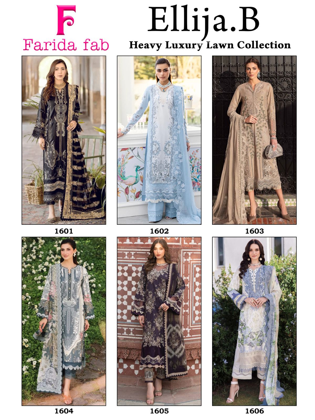 Ellija B Heavy Luxury Lawn Collection Farida Fab Karachi Salwar Suits Manufacturer Gujarat