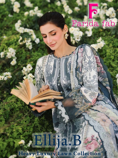 Ellija B Heavy Luxury Lawn Collection Farida Fab Karachi Salwar Suits Manufacturer Gujarat