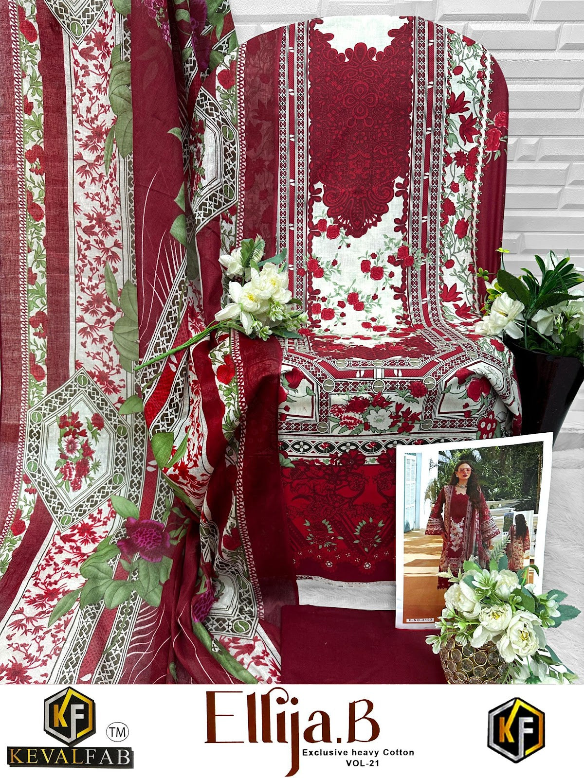 Ellija B Vol 21 Keval Fab Mix Cotton Karachi Salwar Suits Wholesale Rate