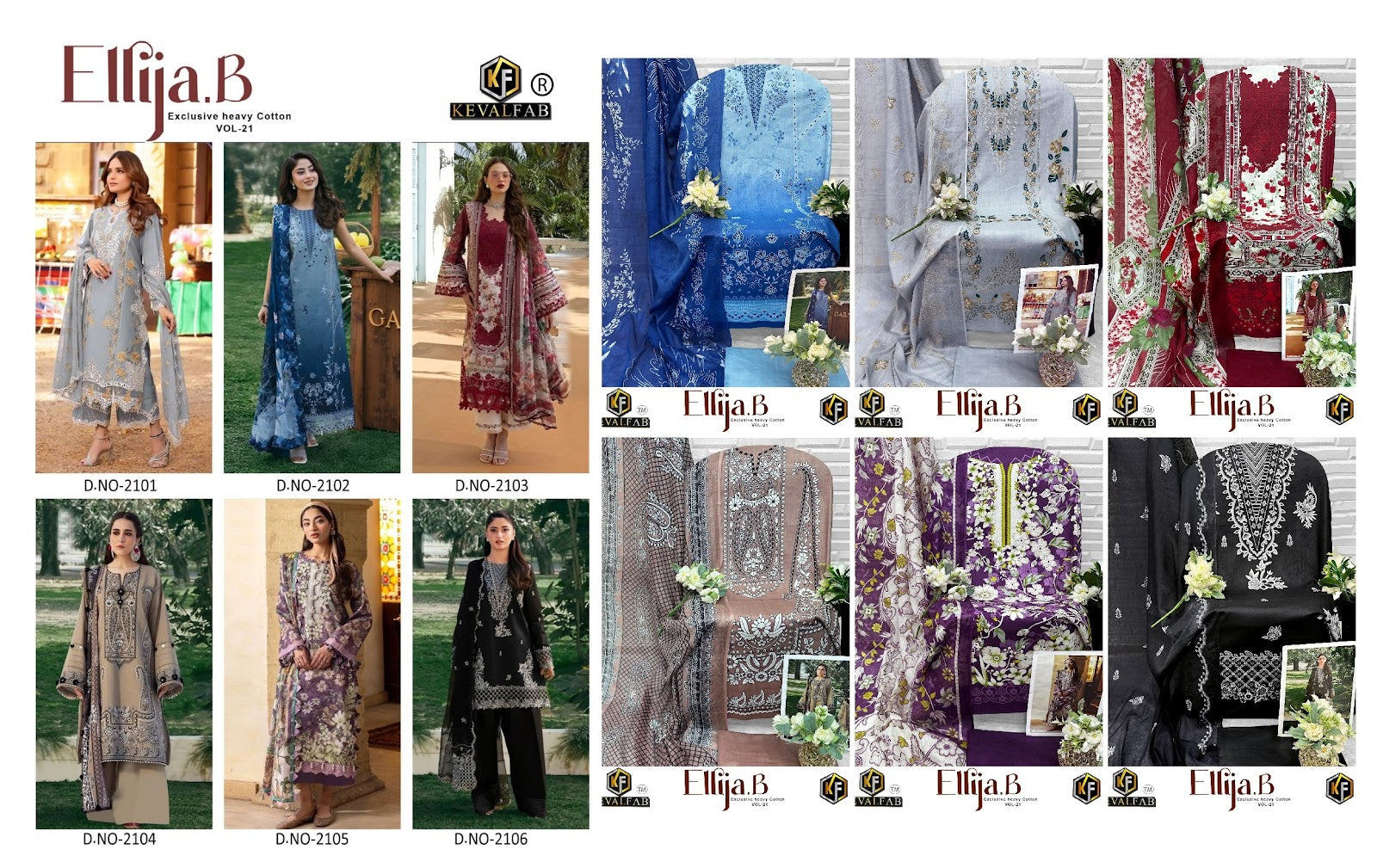 Ellija B Vol 21 Keval Fab Mix Cotton Karachi Salwar Suits Wholesale Rate