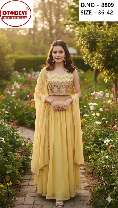 Elliza Dn 8809 Dt Devi Georgette Crop Top Skirt Jacket Supplier
