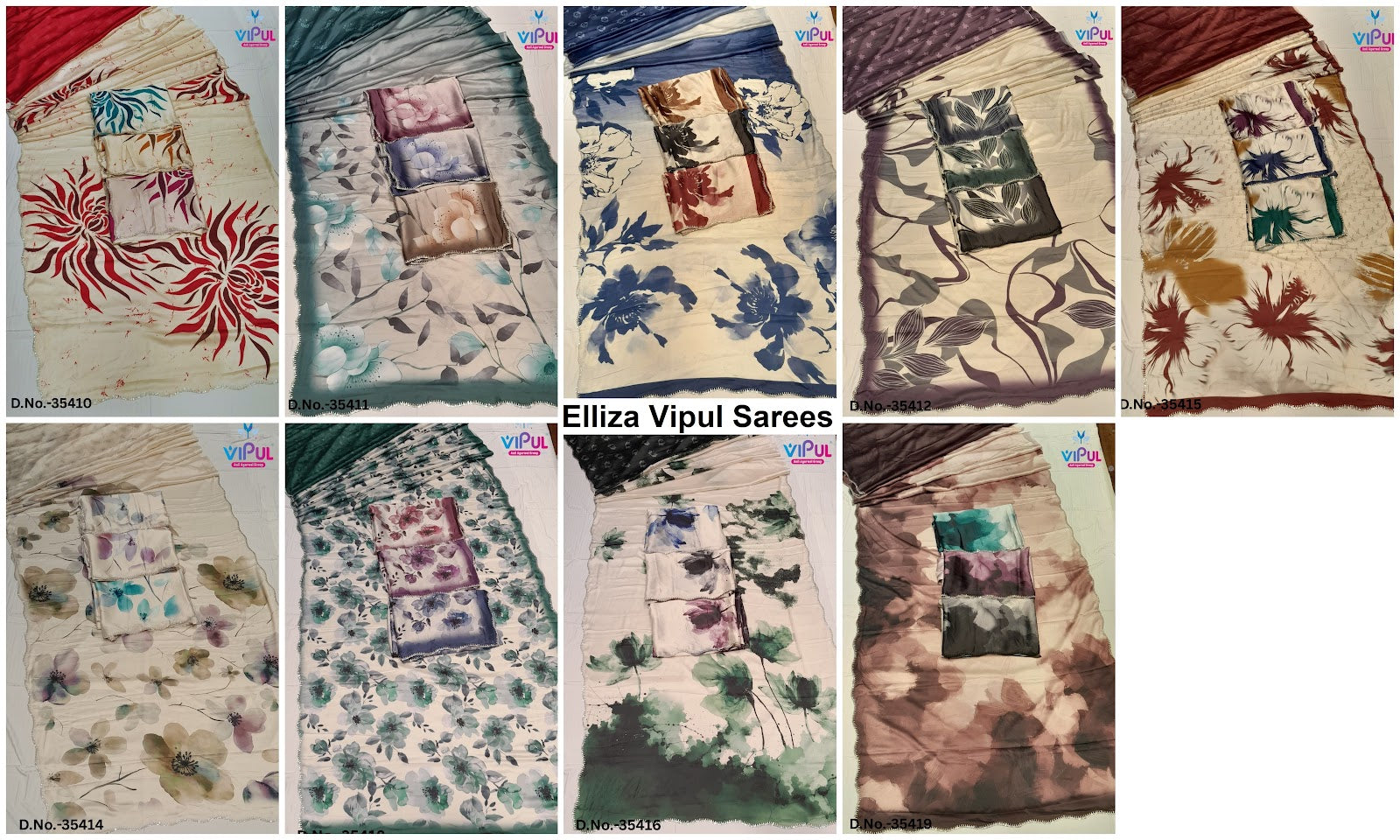 Elliza Vipul Soft Satin Sarees Supplier Gujarat