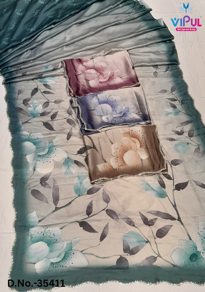 Elliza Vipul Soft Satin Sarees Supplier Gujarat