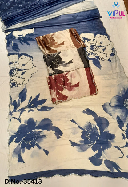 Elliza Vipul Soft Satin Sarees Supplier Gujarat