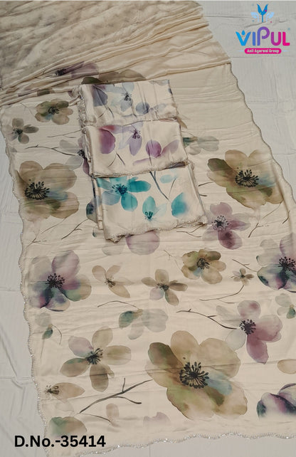 Elliza Vipul Soft Satin Sarees Supplier Gujarat