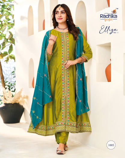 Elliza Vol 1 Radhika Lifestyle Vichitra Silk Readymade Anarkali Suits Manufacturer Gujarat