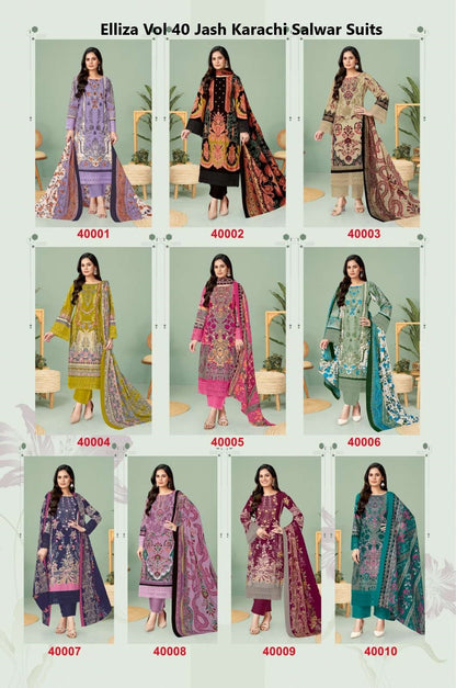 Elliza Vol 40 Jash Cotton Karachi Salwar Suits Manufacturer Ahmedabad
