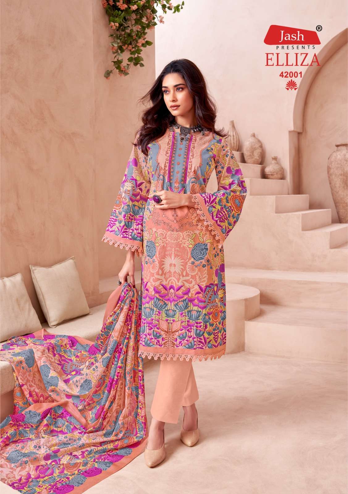 Elliza Vol 42 Lawn Collection Jash Cotton Karachi Salwar Suits Wholesale Price