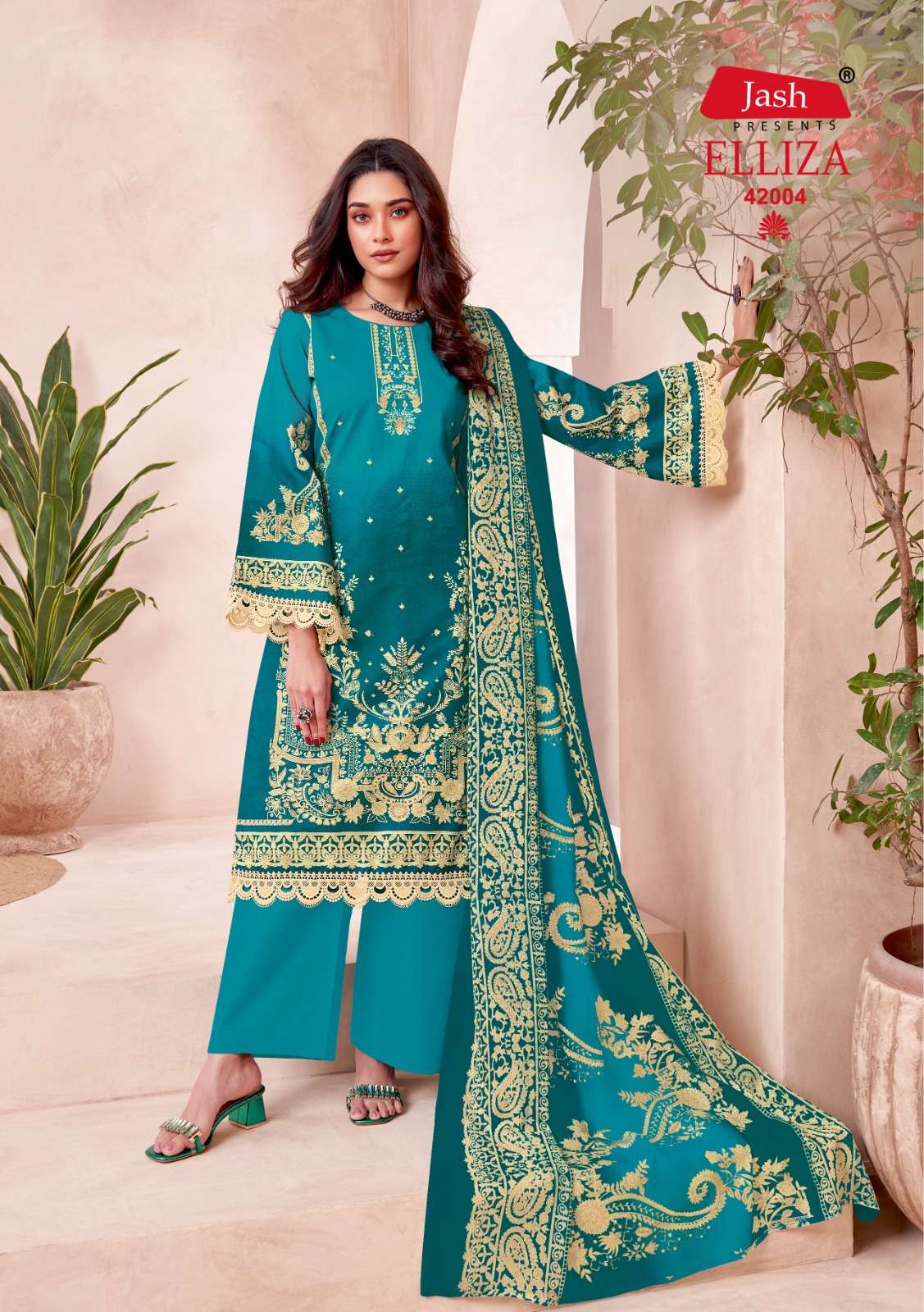 Elliza Vol 42 Lawn Collection Jash Cotton Karachi Salwar Suits Wholesale Price