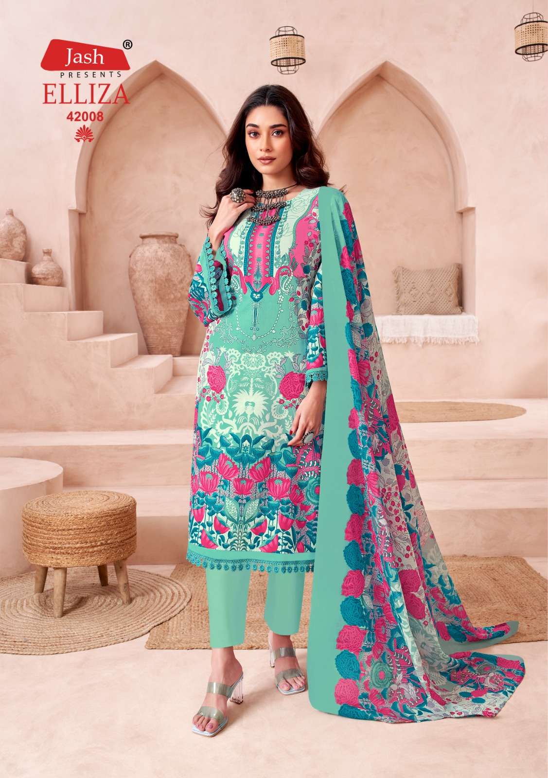 Elliza Vol 42 Lawn Collection Jash Cotton Karachi Salwar Suits Wholesale Price