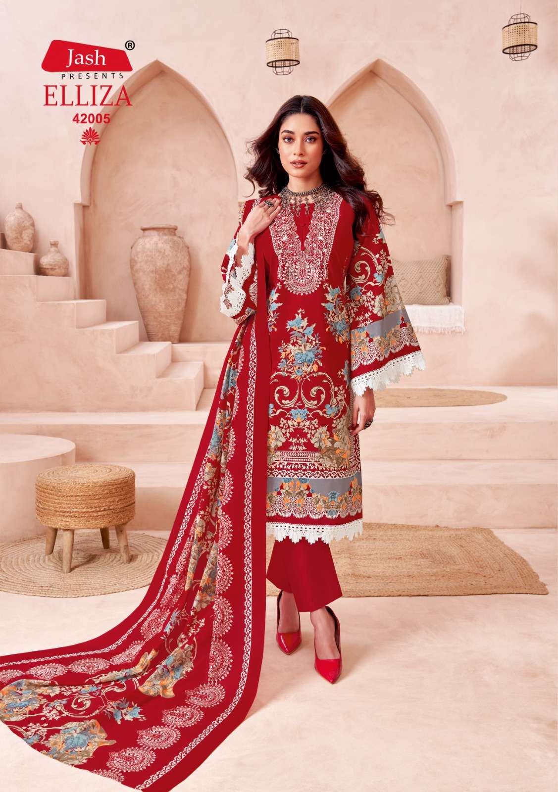 Elliza Vol 42 Lawn Collection Jash Cotton Karachi Salwar Suits Wholesale Price