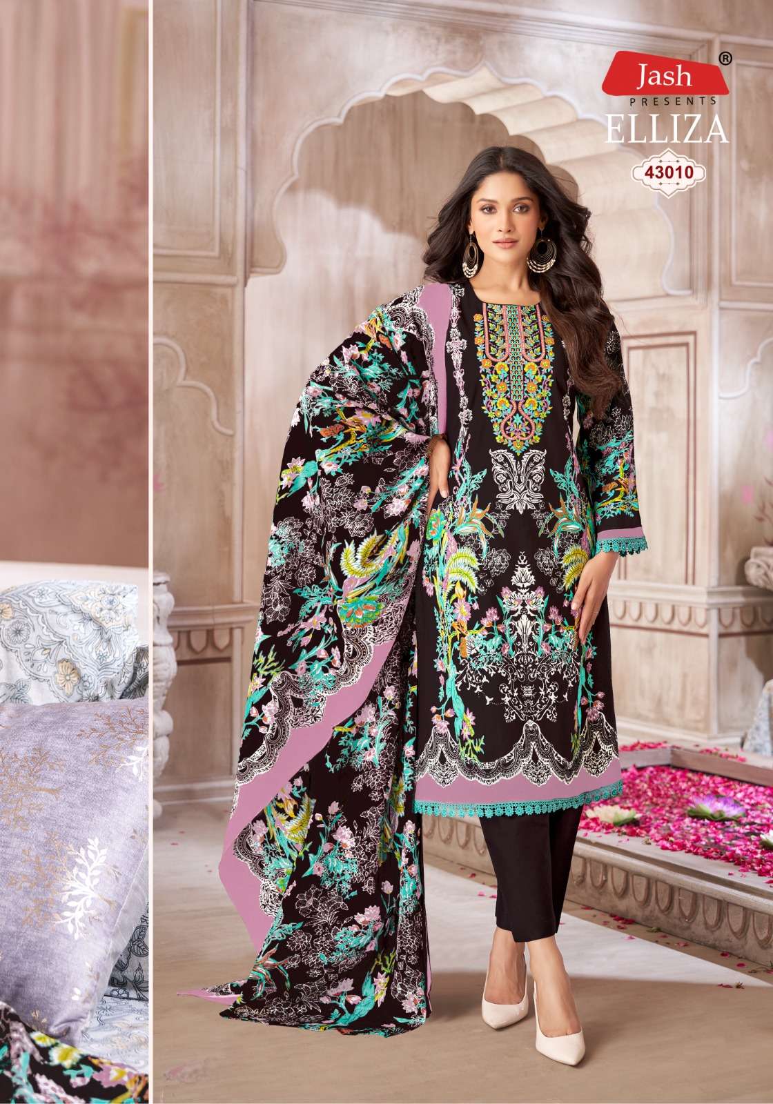 Elliza Vol 43 Lawn Collection Jash Cotton Karachi Salwar Suits Manufacturer Gujarat