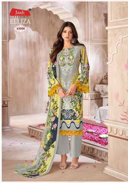 Elliza Vol 43 Lawn Collection Jash Cotton Karachi Salwar Suits Manufacturer Gujarat