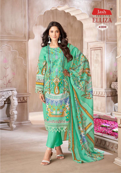 Elliza Vol 43 Lawn Collection Jash Cotton Karachi Salwar Suits Manufacturer Gujarat