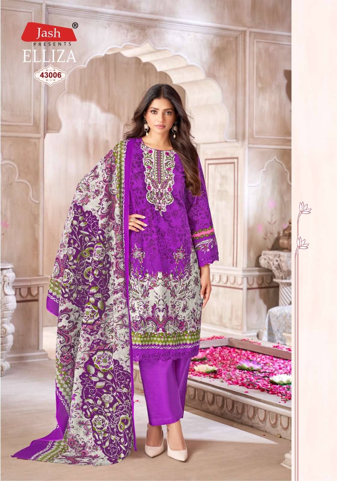 Elliza Vol 43 Lawn Collection Jash Cotton Karachi Salwar Suits Manufacturer Gujarat