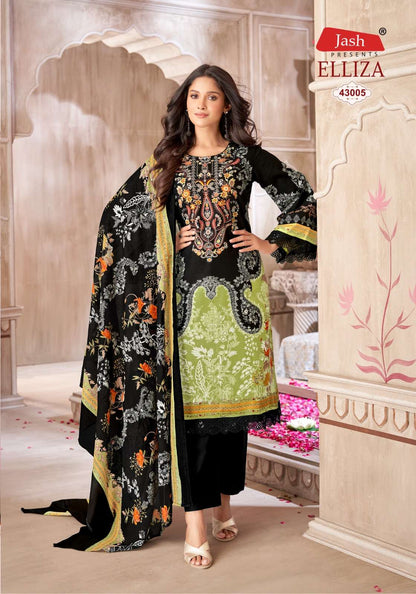 Elliza Vol 43 Lawn Collection Jash Cotton Karachi Salwar Suits Manufacturer Gujarat
