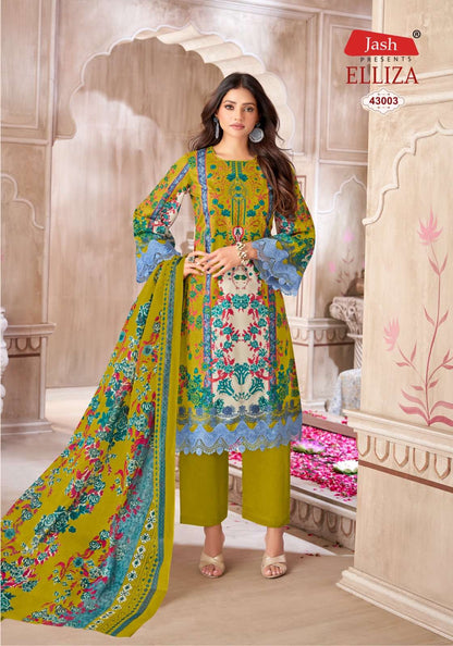 Elliza Vol 43 Lawn Collection Jash Cotton Karachi Salwar Suits Manufacturer Gujarat