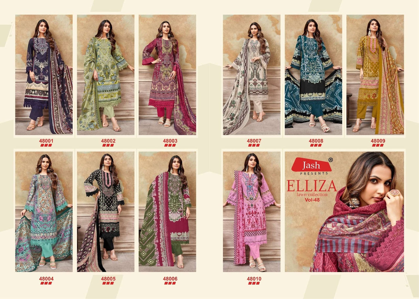 Elliza Vol 48 Jash Cotton Karachi Salwar Suits Manufacturer India