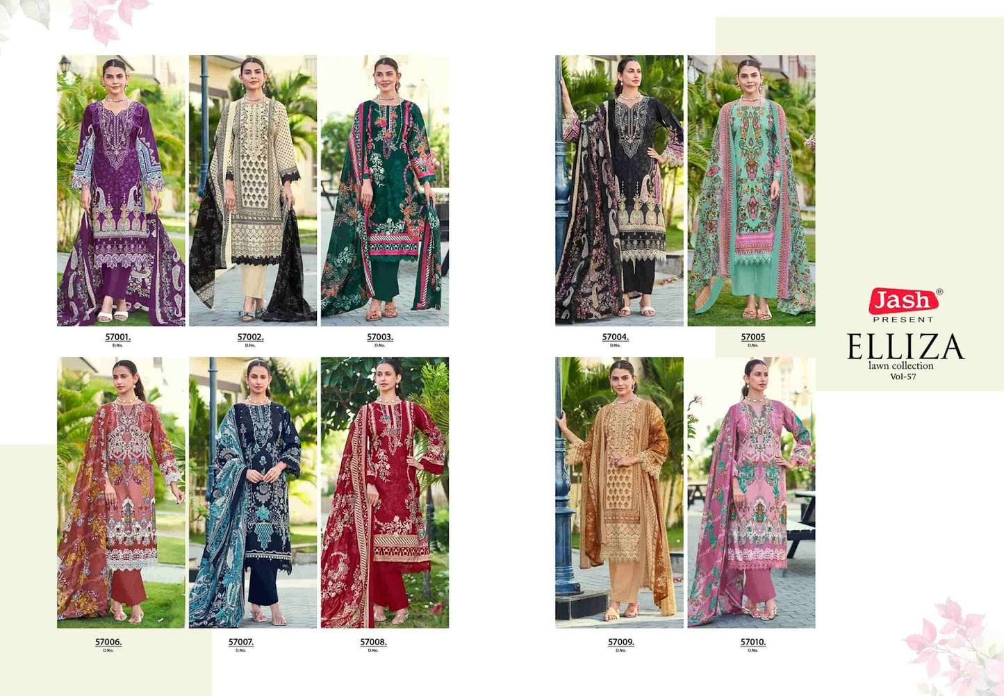 Elliza Vol 57 Jash Lawn Karachi Salwar Suits Supplier India