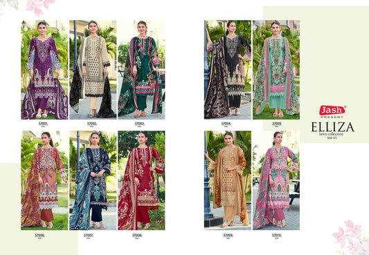 Elliza Vol 57 Jash Lawn Karachi Salwar Suits Supplier India