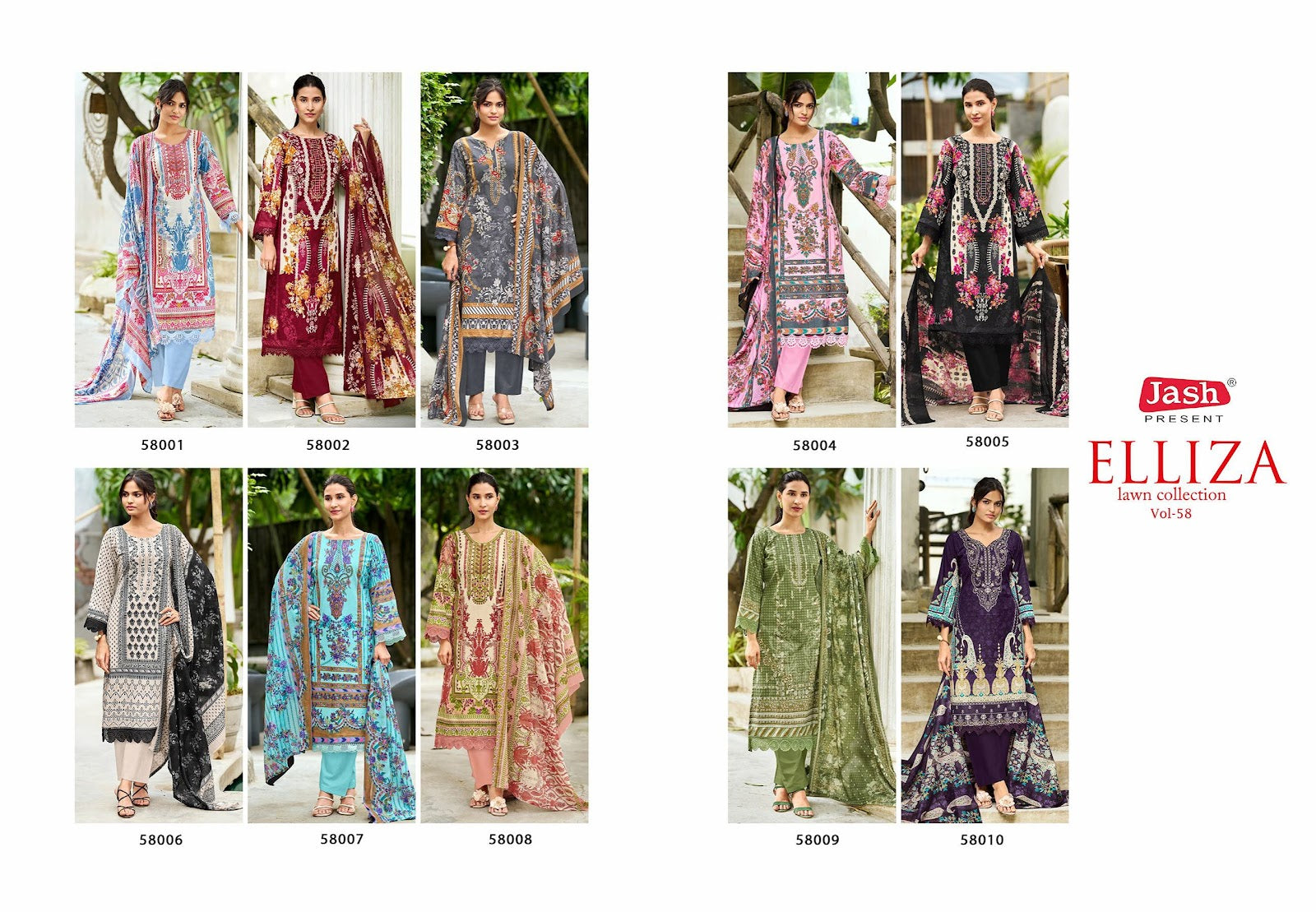 Elliza Vol 58 Jash Lawn Cotton Karachi Salwar Suits Manufacturer