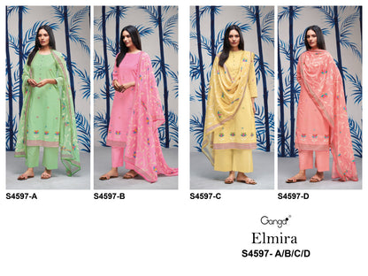 Elmira 4597 Ganga Cotton Plazzo Style Suits Exporter Gujarat