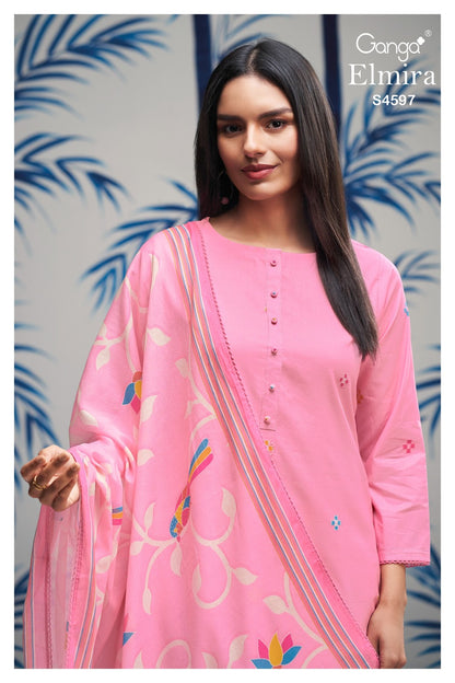 Elmira 4597 Ganga Cotton Plazzo Style Suits Exporter Gujarat