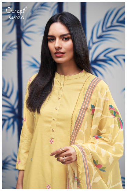 Elmira 4597 Ganga Cotton Plazzo Style Suits Exporter Gujarat