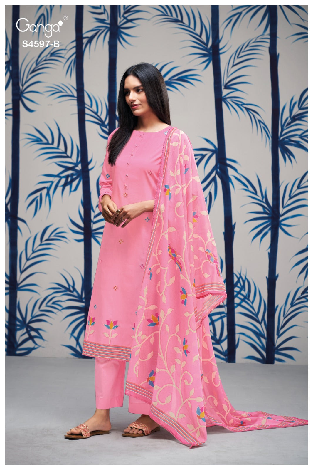 Elmira 4597 Ganga Cotton Plazzo Style Suits Exporter Gujarat