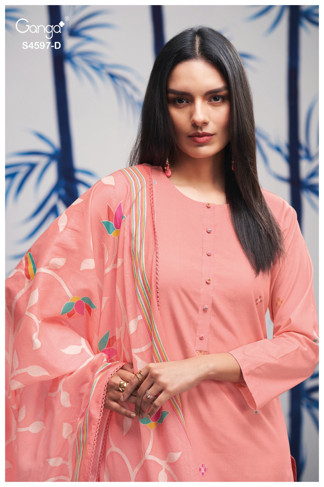 Elmira 4597 Ganga Cotton Plazzo Style Suits Exporter Gujarat