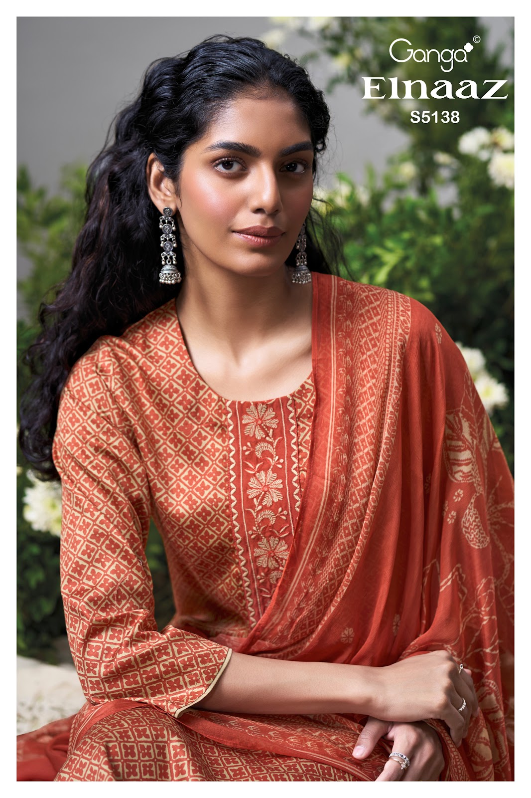 Elnaaz S5138 Ganga Cotton Satin Pant Style Suits Exporter Gujarat