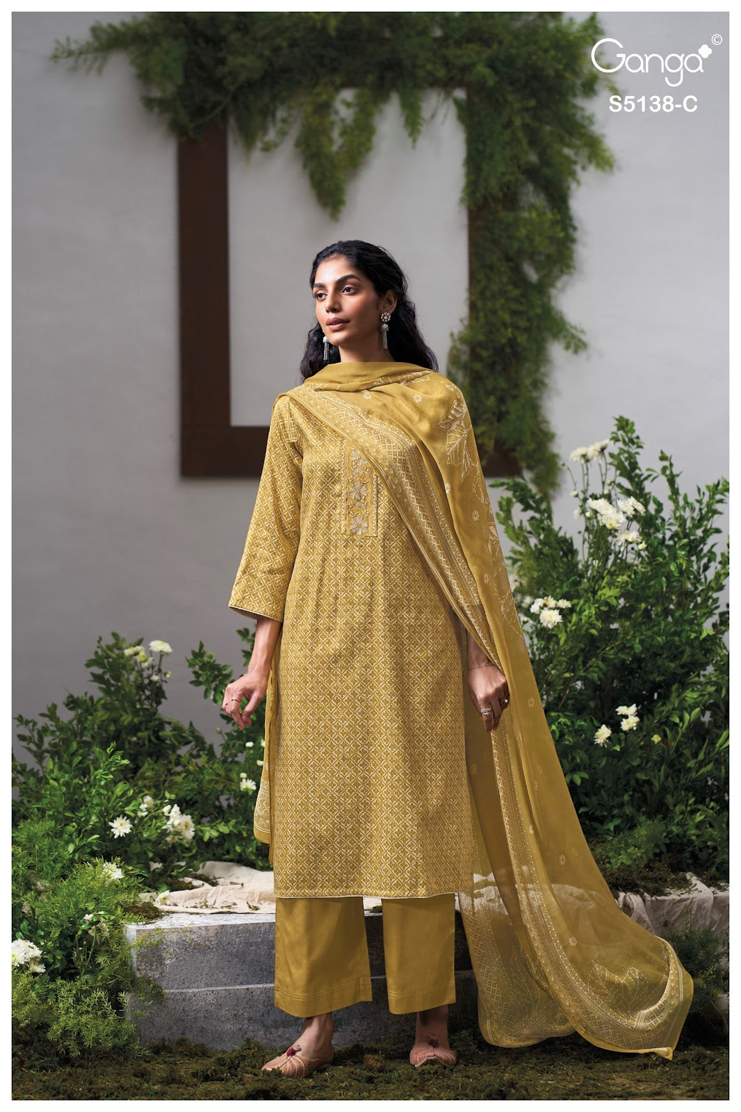 Elnaaz S5138 Ganga Cotton Satin Pant Style Suits Exporter Gujarat